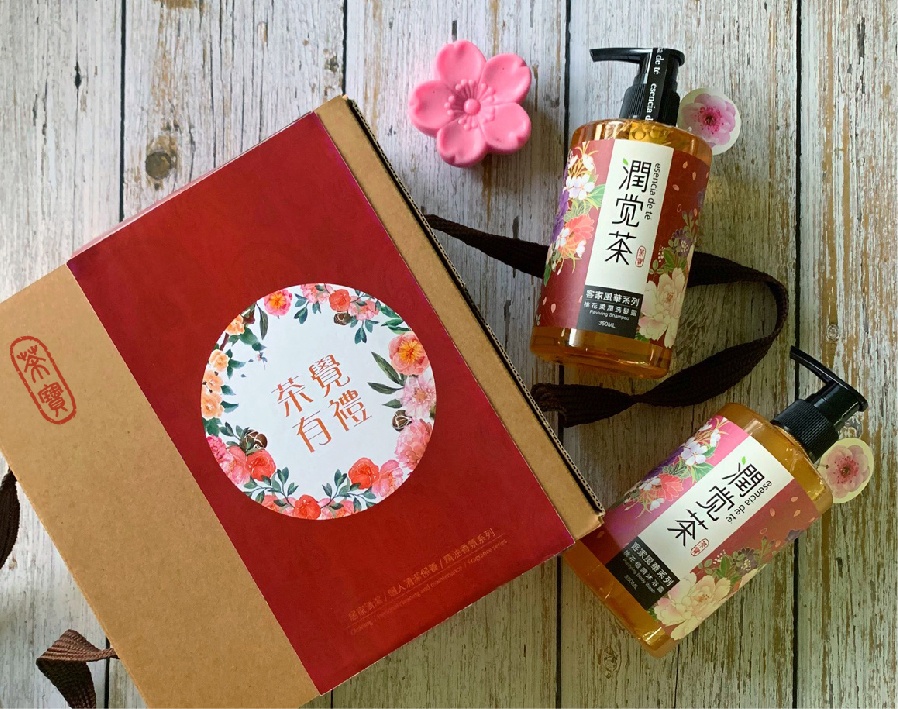 潤覺茶 花漾風華-桃花茶籽洗沐禮盒3件組 圖片