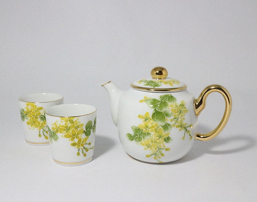 黃金雨一壺二杯茶具組 圖片